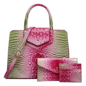 Embossed Pattern Satchel Handbags Wallet 3 Pcs Set Crossbody Tote New